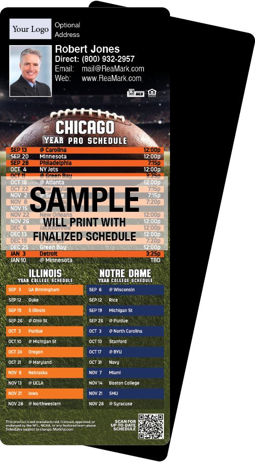 Football Schedules | ReaMark Real Estate Magnets